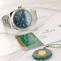 Rolex Milgauss Blue Dial Green Crystal Watch Ref. 116400GV
