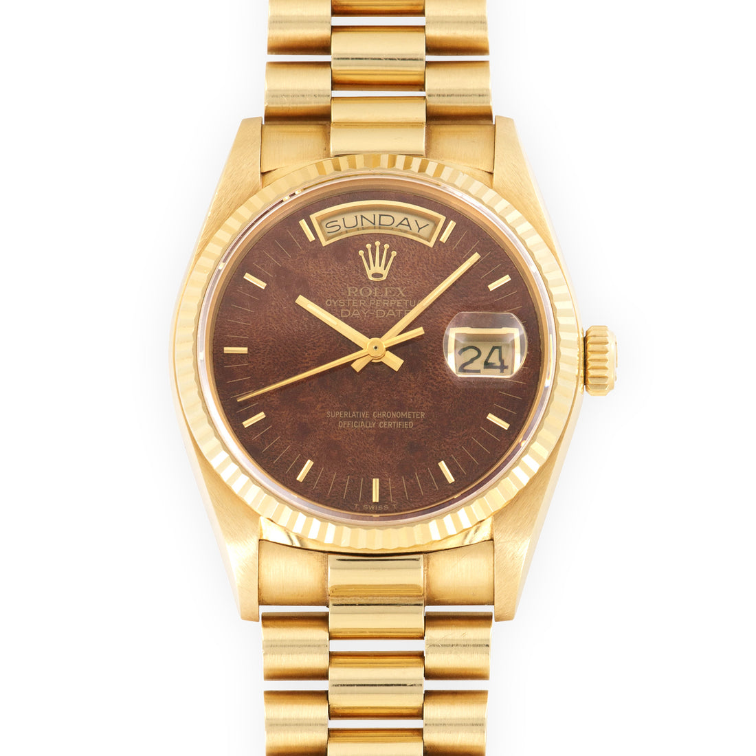 Rolex Yellow Gold Day-Date Wood Dial Watch Ref. 18038