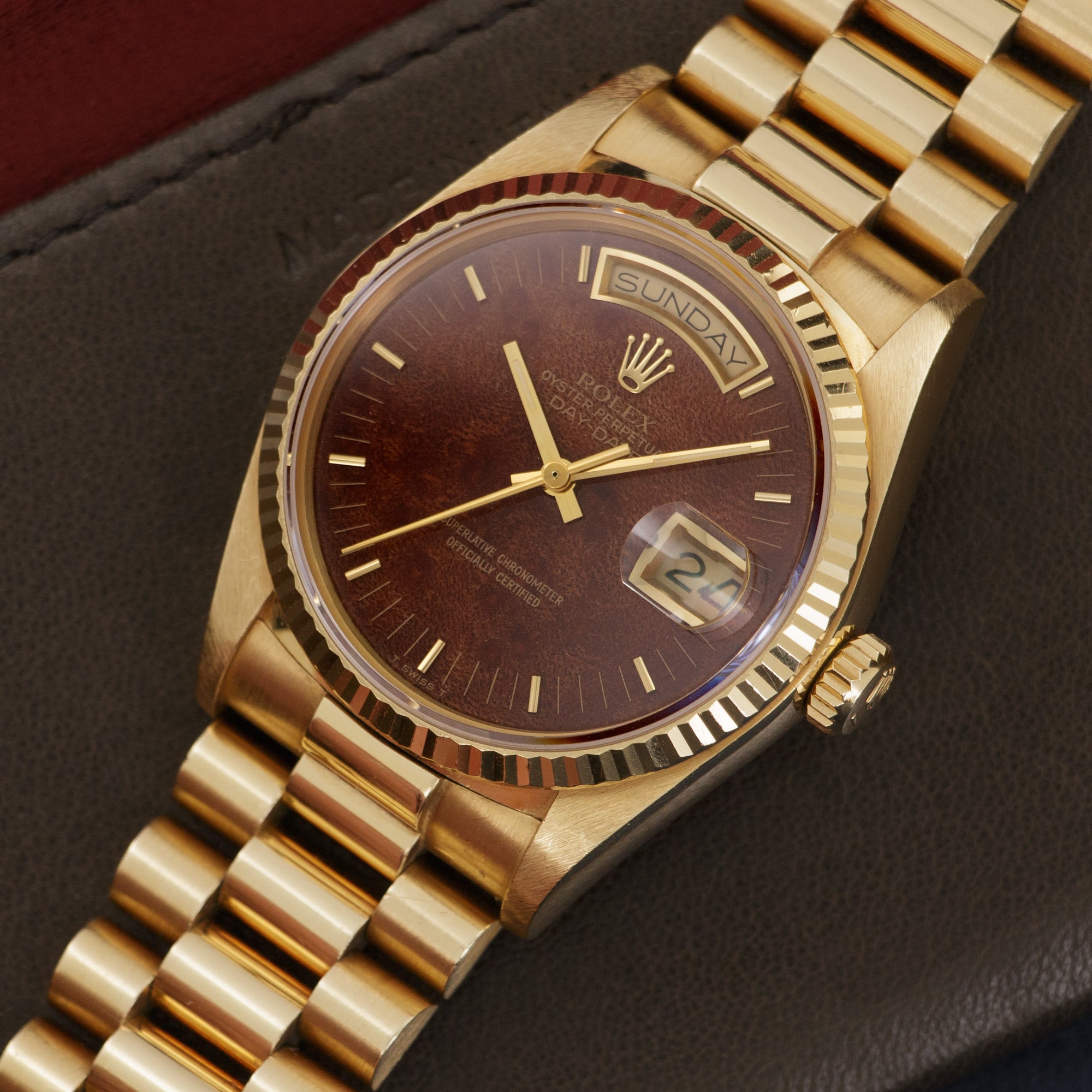 Rolex - Rolex Yellow Gold Day-Date Wood Dial Watch Ref. 18038 - The Keystone Watches