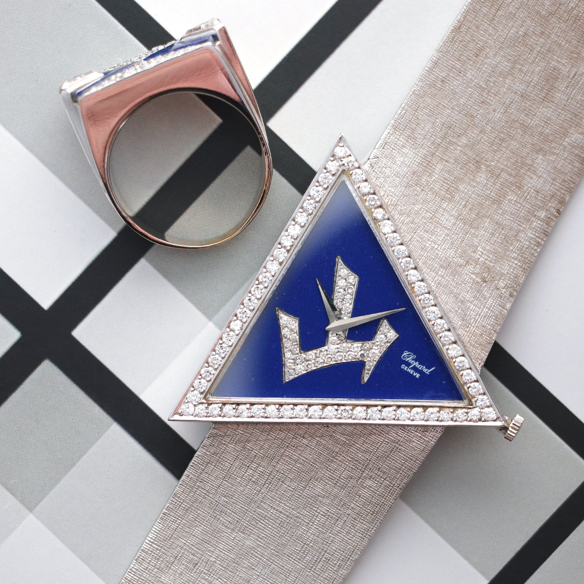 Chopard - Chopard White Gold and Lapis Asymetrical Watch and Ring Set - The Keystone Watches