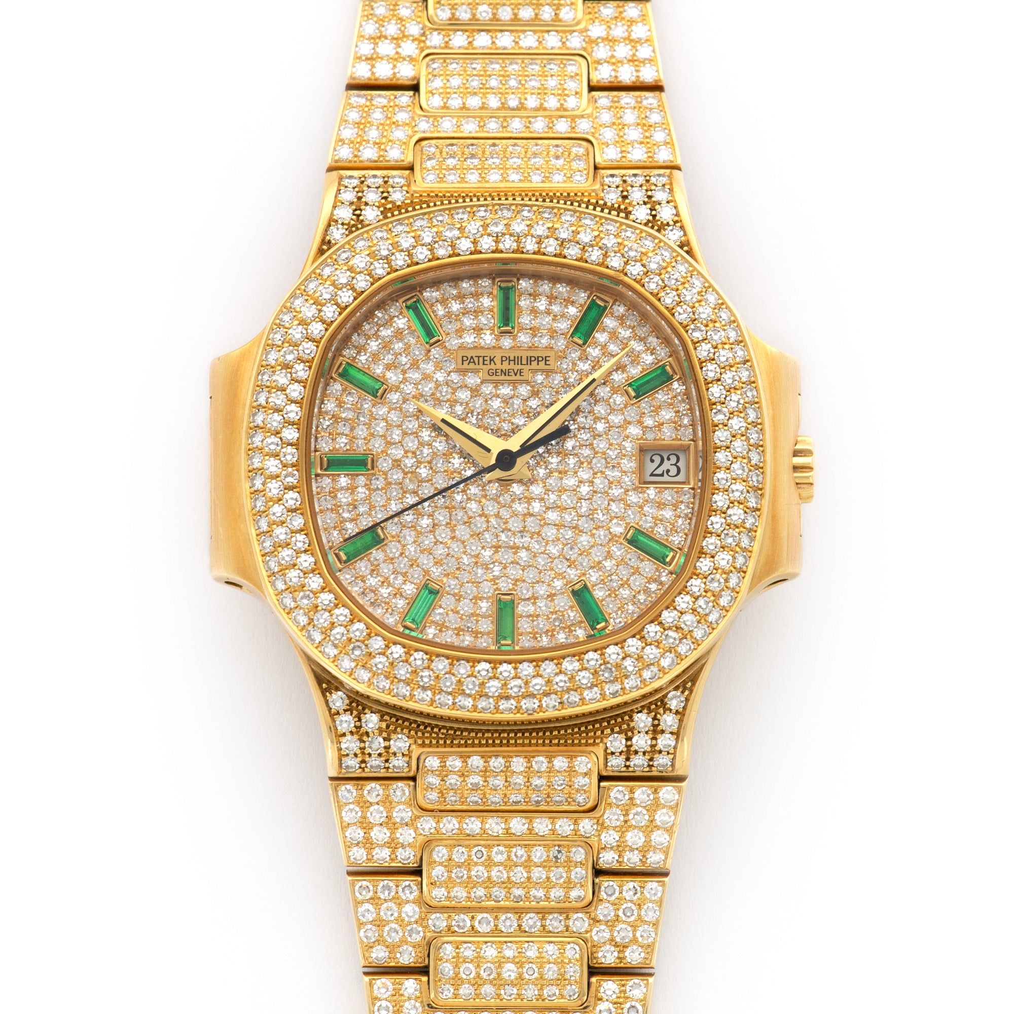 Patek Philippe - Patek Philippe Yellow Gold, Emerald Nautilus Diamond Watch Ref. 3800 - The Keystone Watches