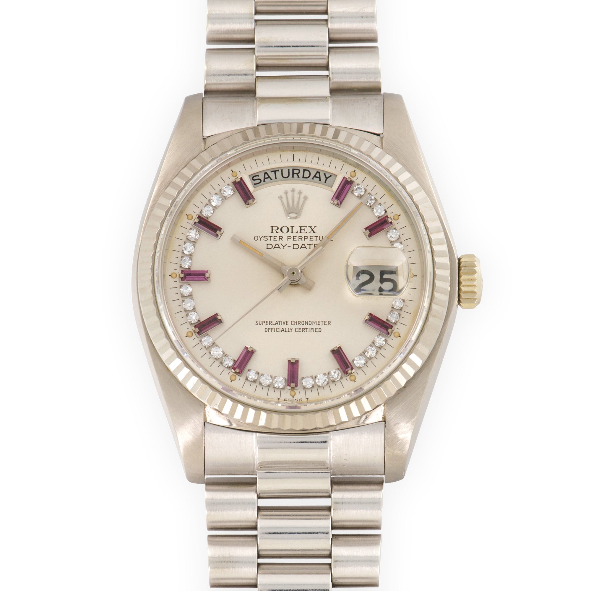 Rolex - Rolex White Gold Day-Date Ruby And Diamond Watch Ref. 18039 - The Keystone Watches
