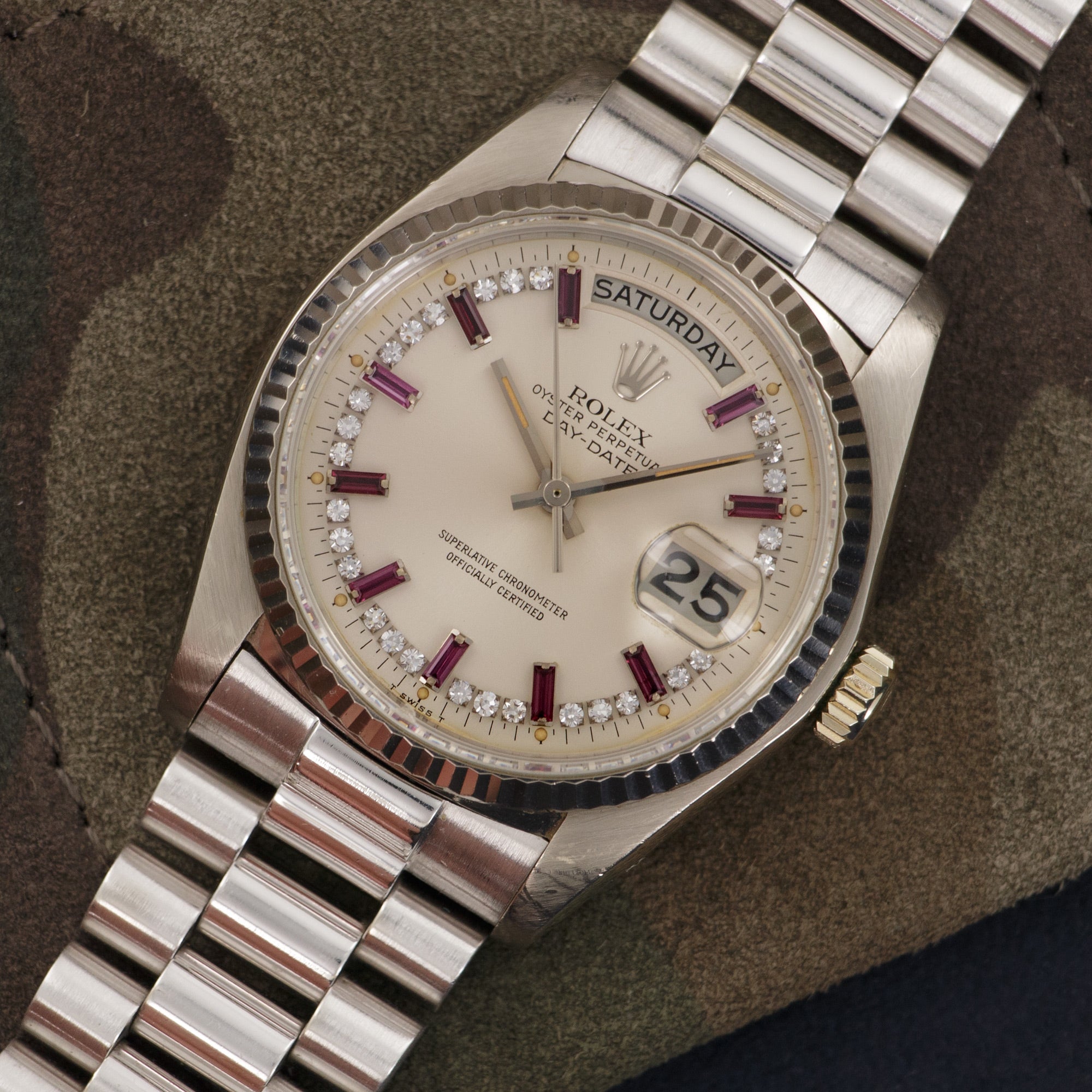 Rolex - Rolex White Gold Day-Date Ruby And Diamond Watch Ref. 18039 - The Keystone Watches