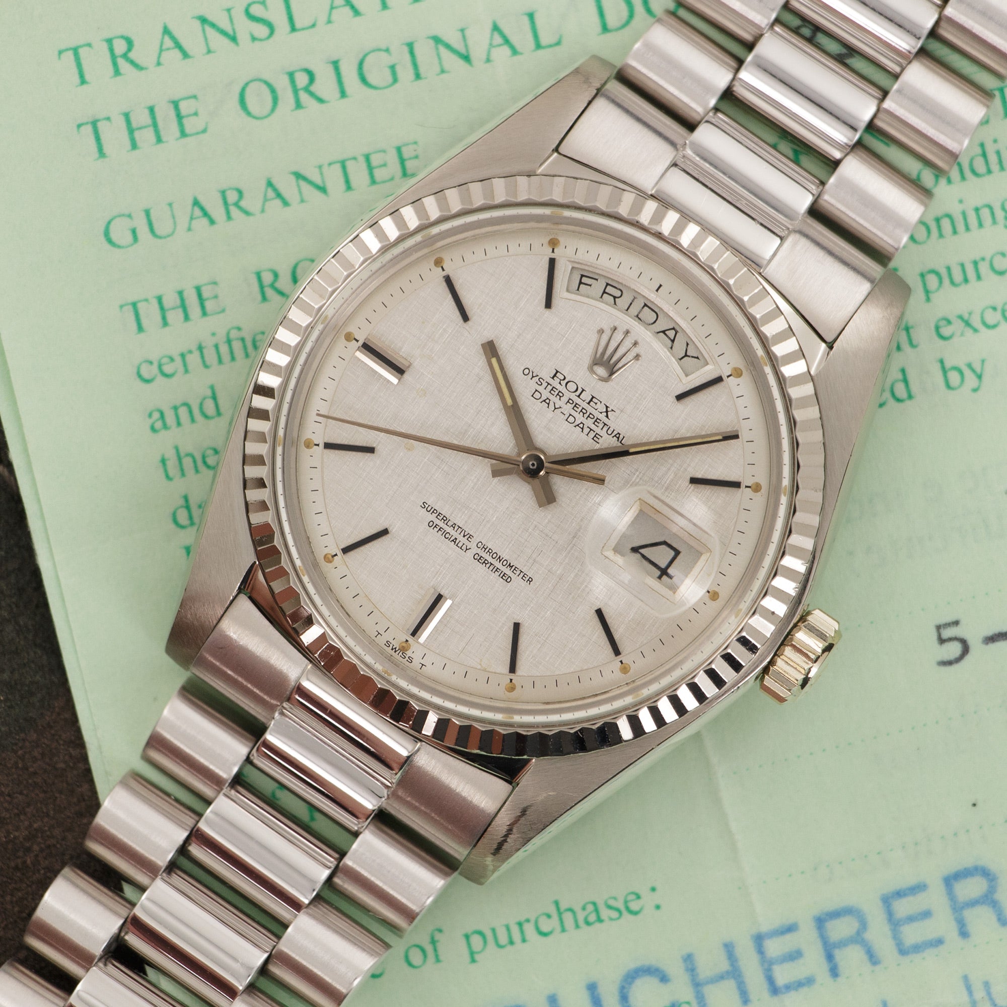 Rolex - Rolex White Gold Day-Date Watch Ref. 1803, Retailed by Bucherer - The Keystone Watches