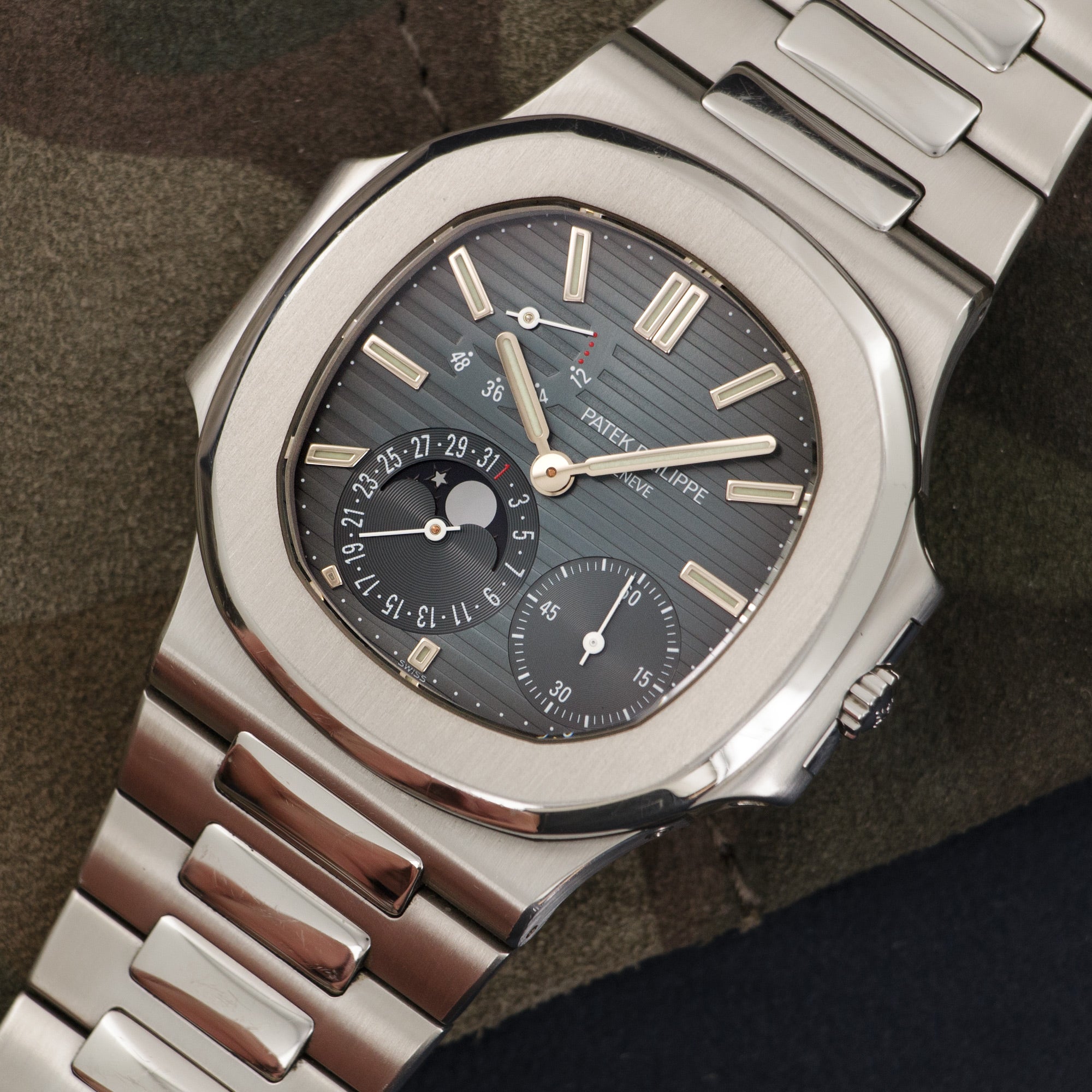 Patek Philippe - Patek Philippe Steel Nautilus Moonphase Watch Ref. 3712 with Original Box and Papers - The Keystone Watches