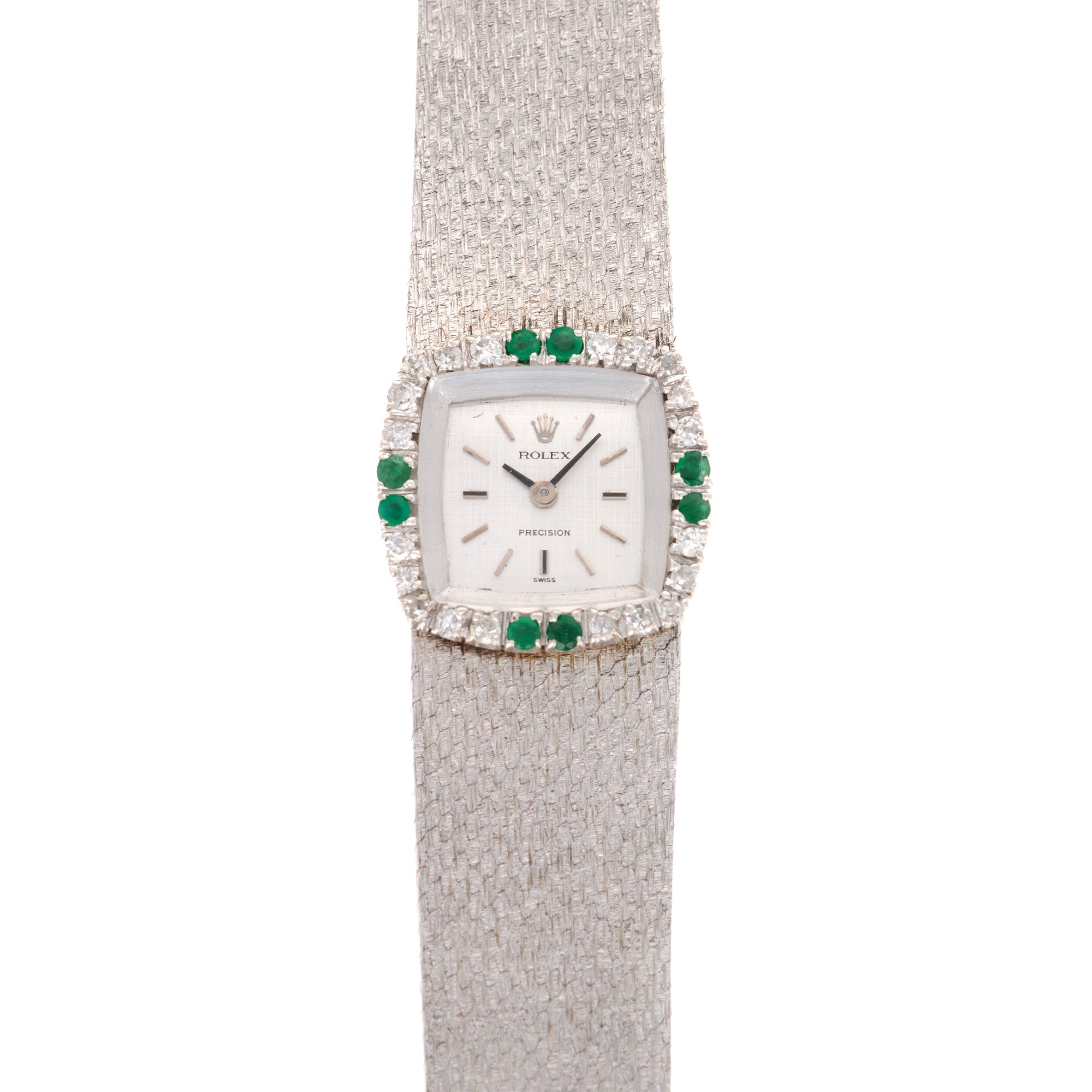 Rolex - Rolex White Gold Precision Diamond &amp; Emerald Watch Ref. 2628 - The Keystone Watches