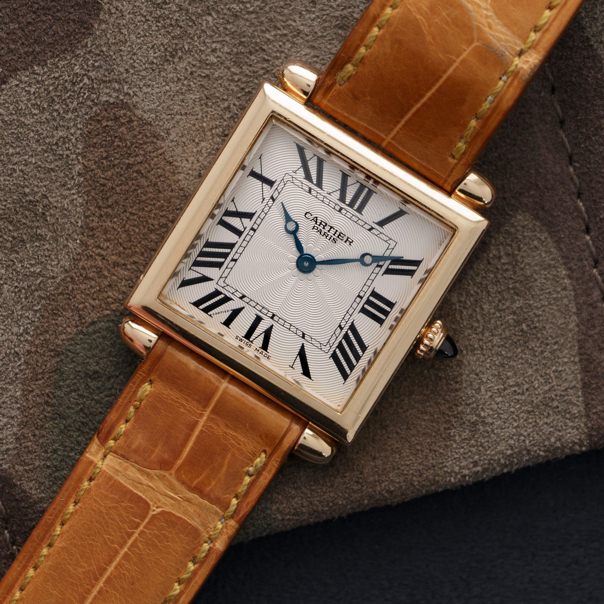 Cartier - Cartier Yellow Gold Manual Tank Obus Watch with Display Caseback - The Keystone Watches