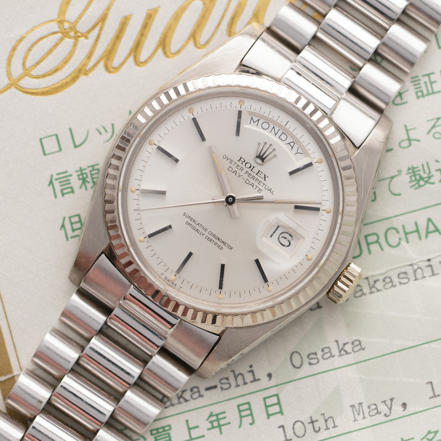 Rolex White Gold Day-Date Watch Ref. 1803, with Original Warranty Paper