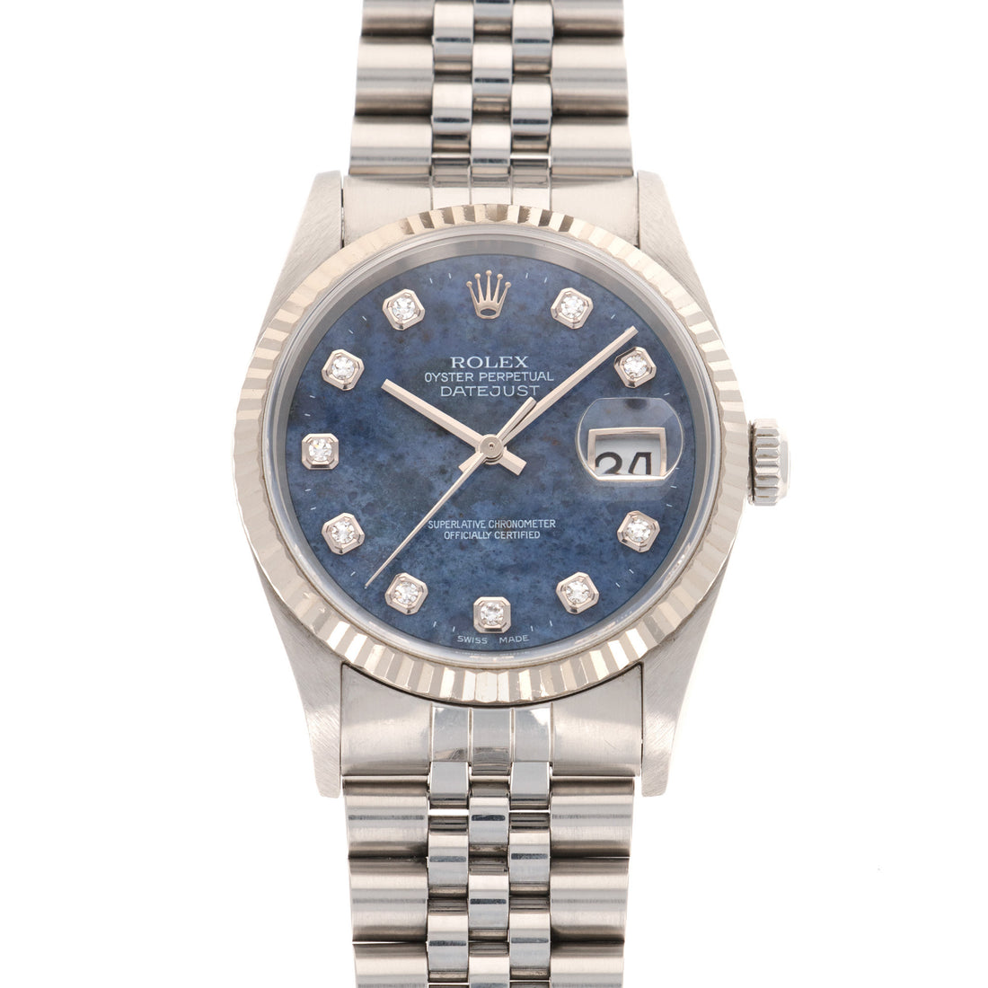 Rolex Datejust Sodalite Diamond Watch Ref. 16234, with Original Paper
