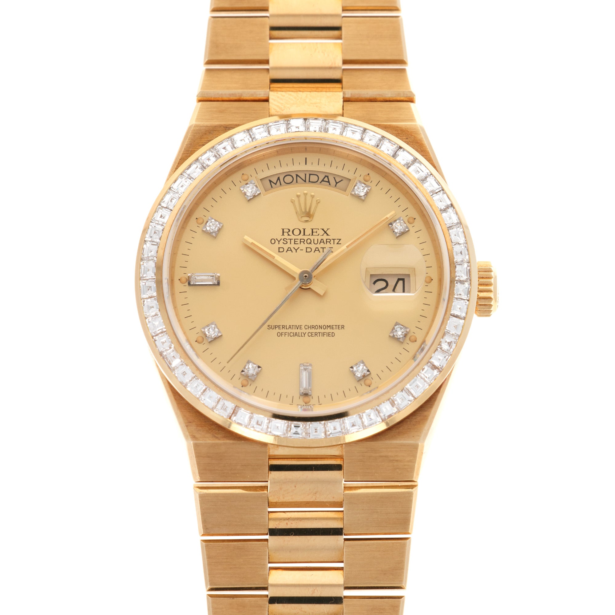 Rolex - Rolex Yellow Gold Day-Date Oysterquartz Diamond Watch Ref. 19058, Delivered to Saudi Arabian Oil Co. - The Keystone Watches