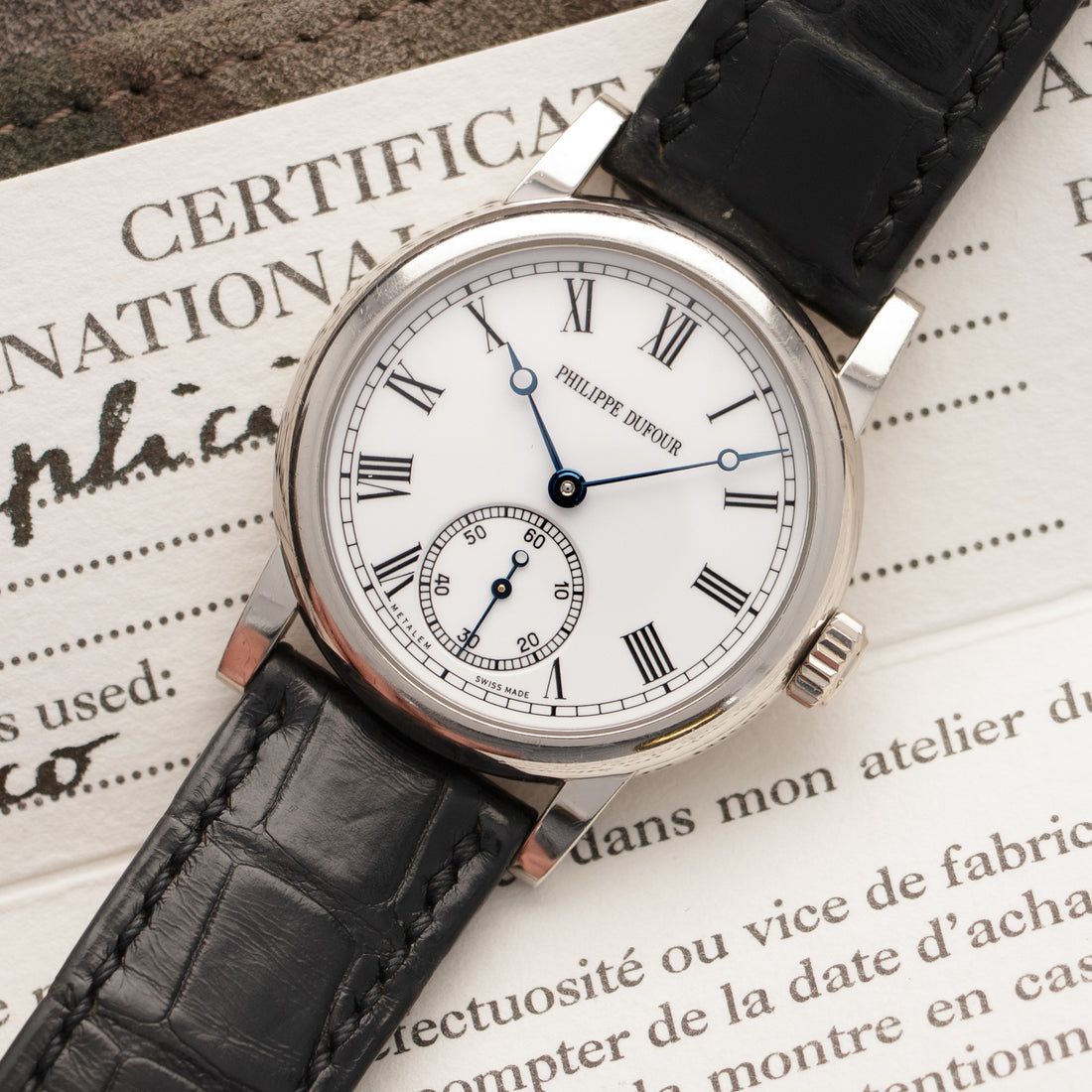 Philippe Dufour White Gold Simplicity Watch, with Original Box and Papers