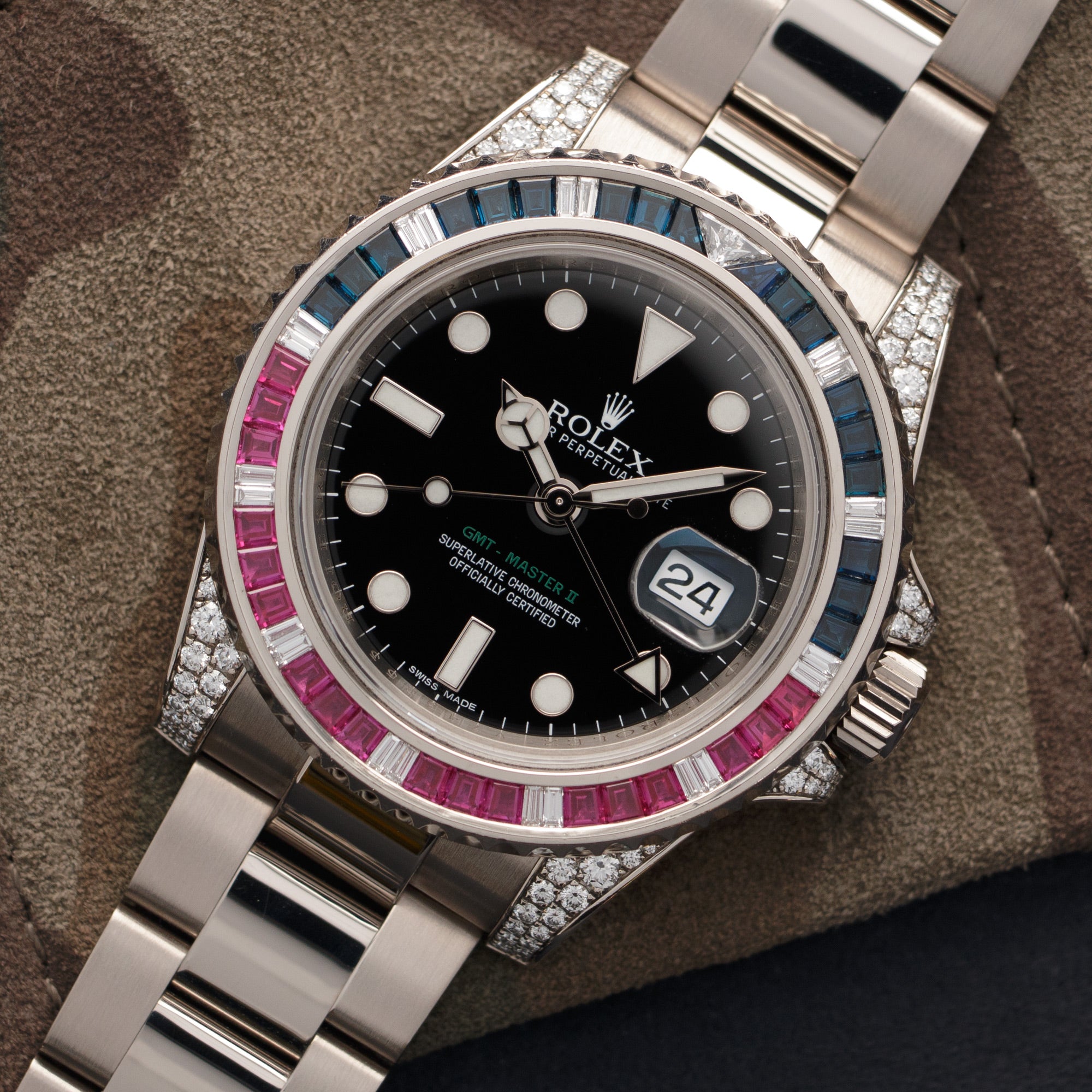 Rolex - Rolex White Gold GMT-Master II Diamond Sapphire Ruby Watch Ref. 116759 - The Keystone Watches
