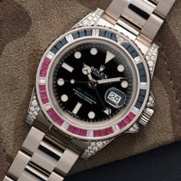 Rolex White Gold GMT-Master II Diamond Sapphire Ruby Watch Ref. 116759