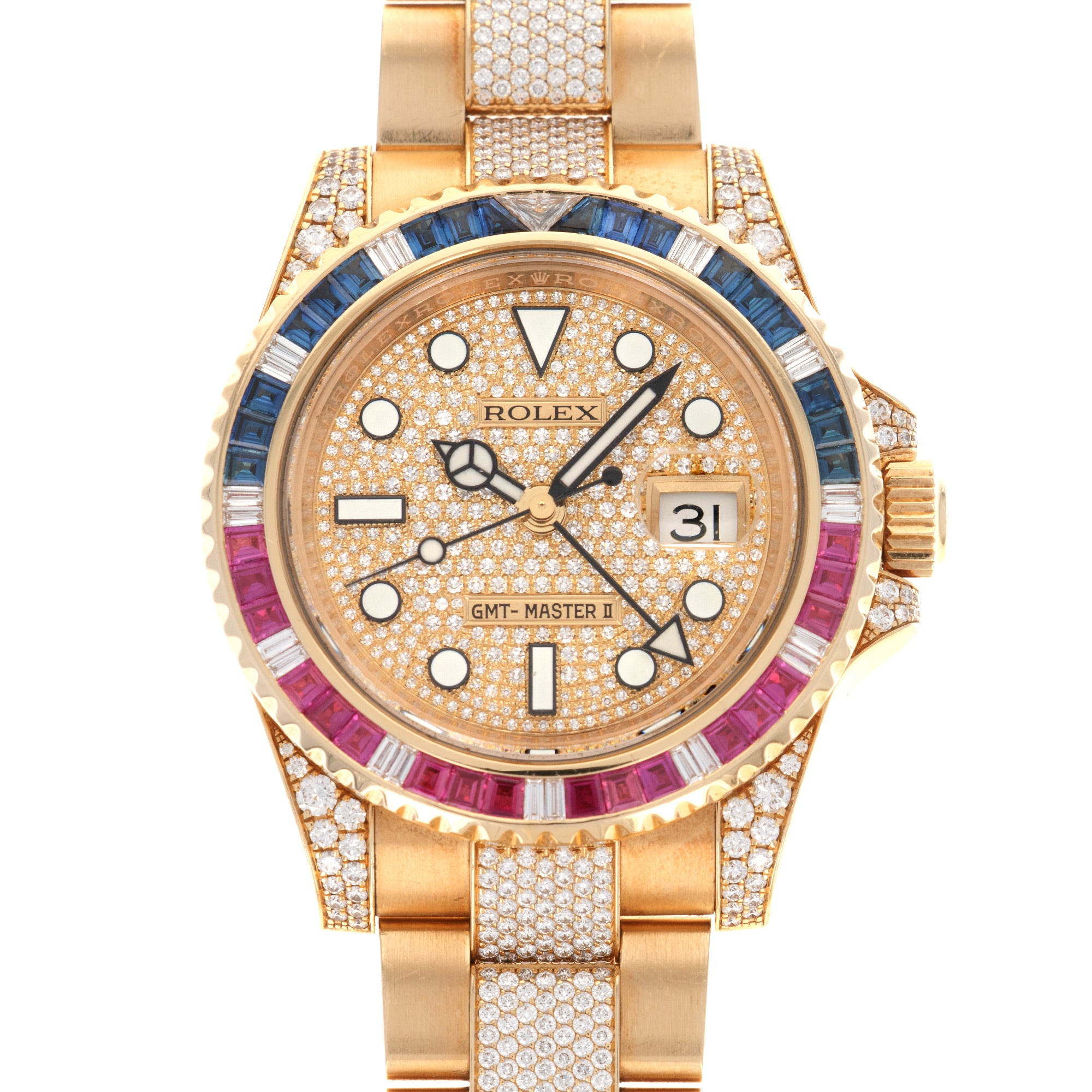 Rolex - Rolex Yellow Gold GMT-Master II Diamond Sapphire Ruby Watch Ref. 116758 - The Keystone Watches