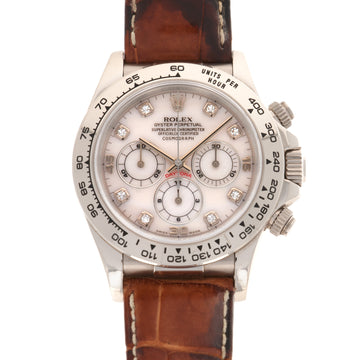 Rolex White Gold Cosmograph Daytona MOP Diamond Watch Ref. 16519