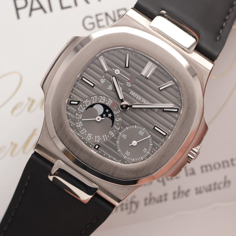 Patek Philippe White Gold Nautilus Moonphase Watch Ref. 5712