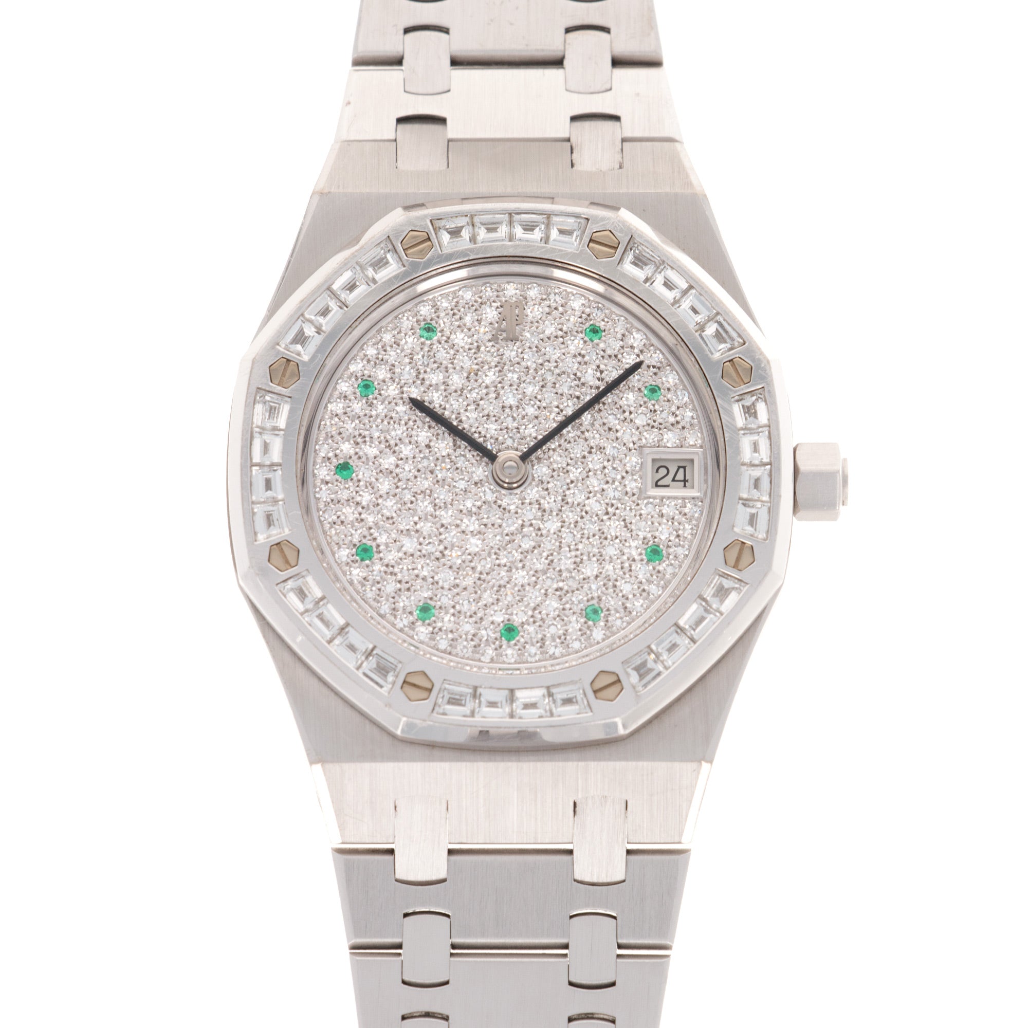 Audemars Piguet White Gold Royal Oak Diamond &amp; Emerald Watch