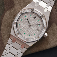 Audemars Piguet White Gold Royal Oak Diamond & Emerald Watch