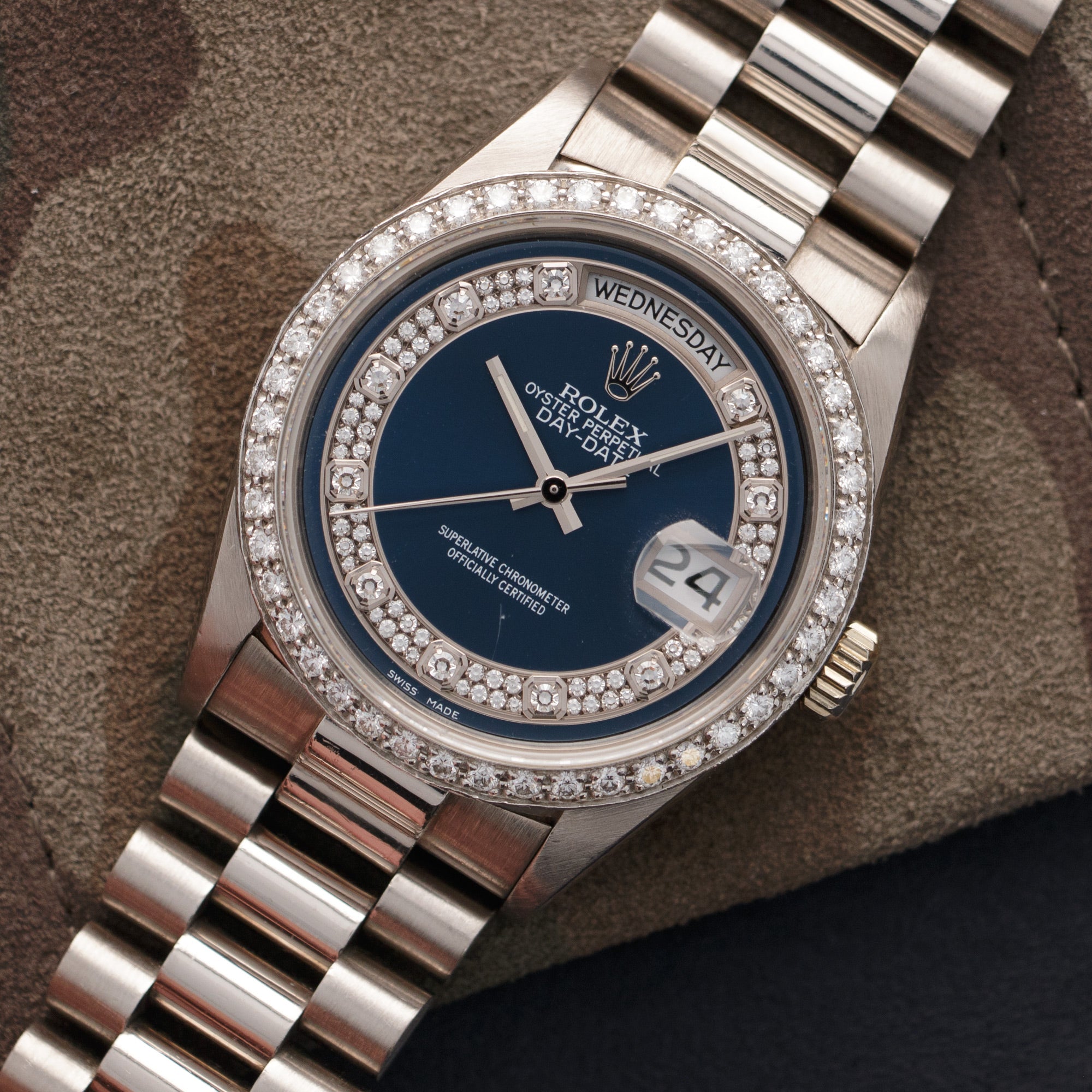 Rolex - Rolex White Gold Day-Date Diamond Watch Ref. 18049 - The Keystone Watches