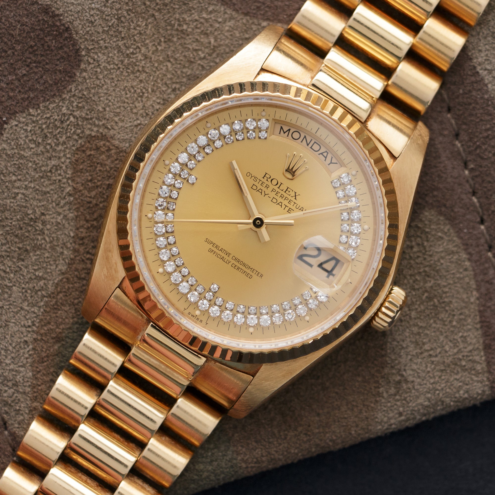 Rolex - Rolex Yellow Gold Day-Date Diamond Watch Ref. 18038 - The Keystone Watches