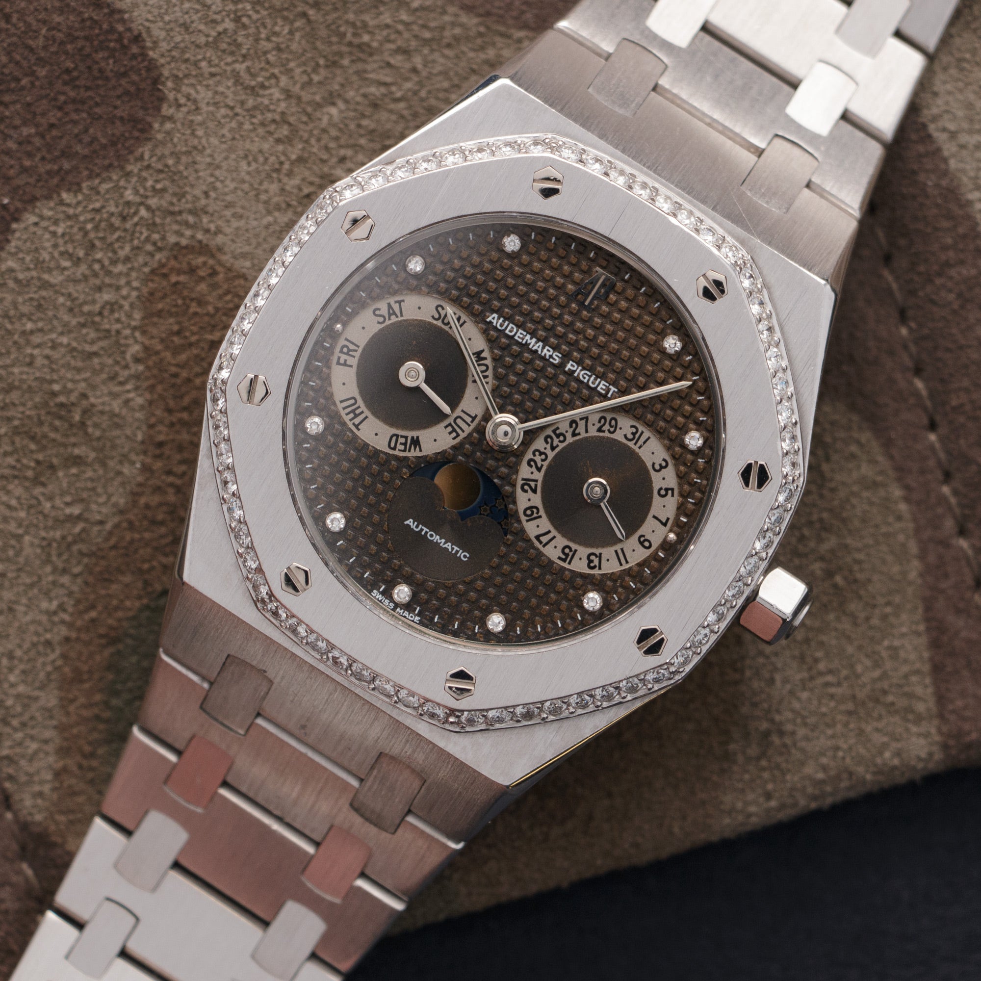 Audemars Piguet - Audemars Piguet White Gold Royal Oak Day-Date Moonphase Diamond Watch - The Keystone Watches