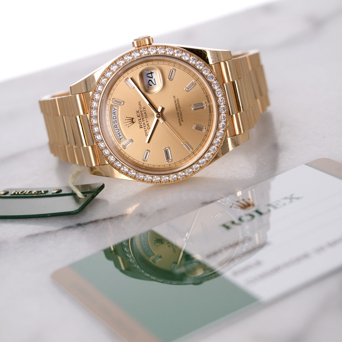 Rolex Yellow Gold Day-Date Diamond Watch Ref. 228348