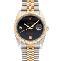 Rolex Two-Tone Datejust Onyx Diamond Watch Ref. 116233