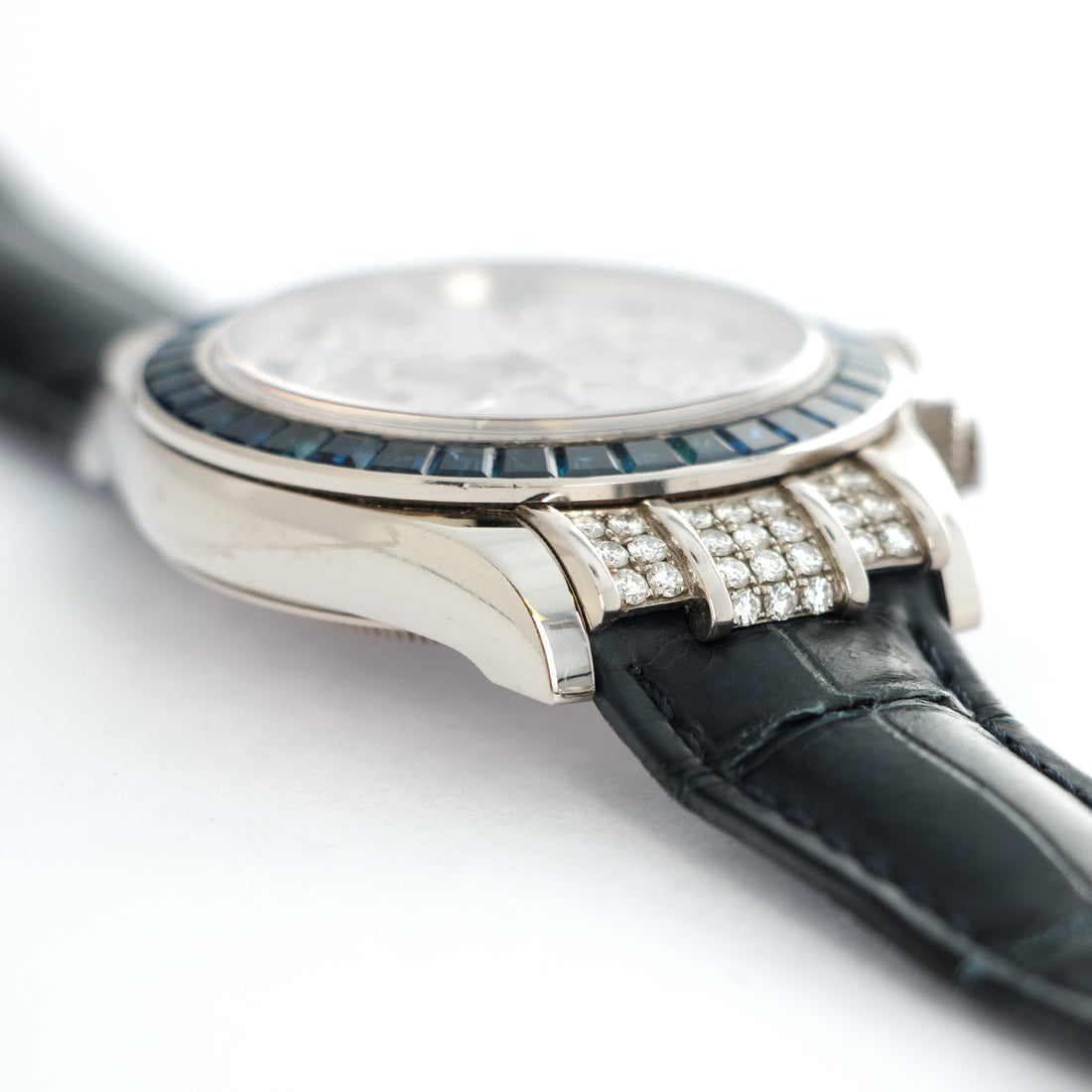 Rolex White Gold Daytona Zenith Diamond & Sapphire Watch Ref. 16599