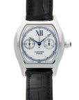 Cartier White Gold Tortue Monopoussoir Chronograph Watch Ref. 2396 with Original Box and Paper