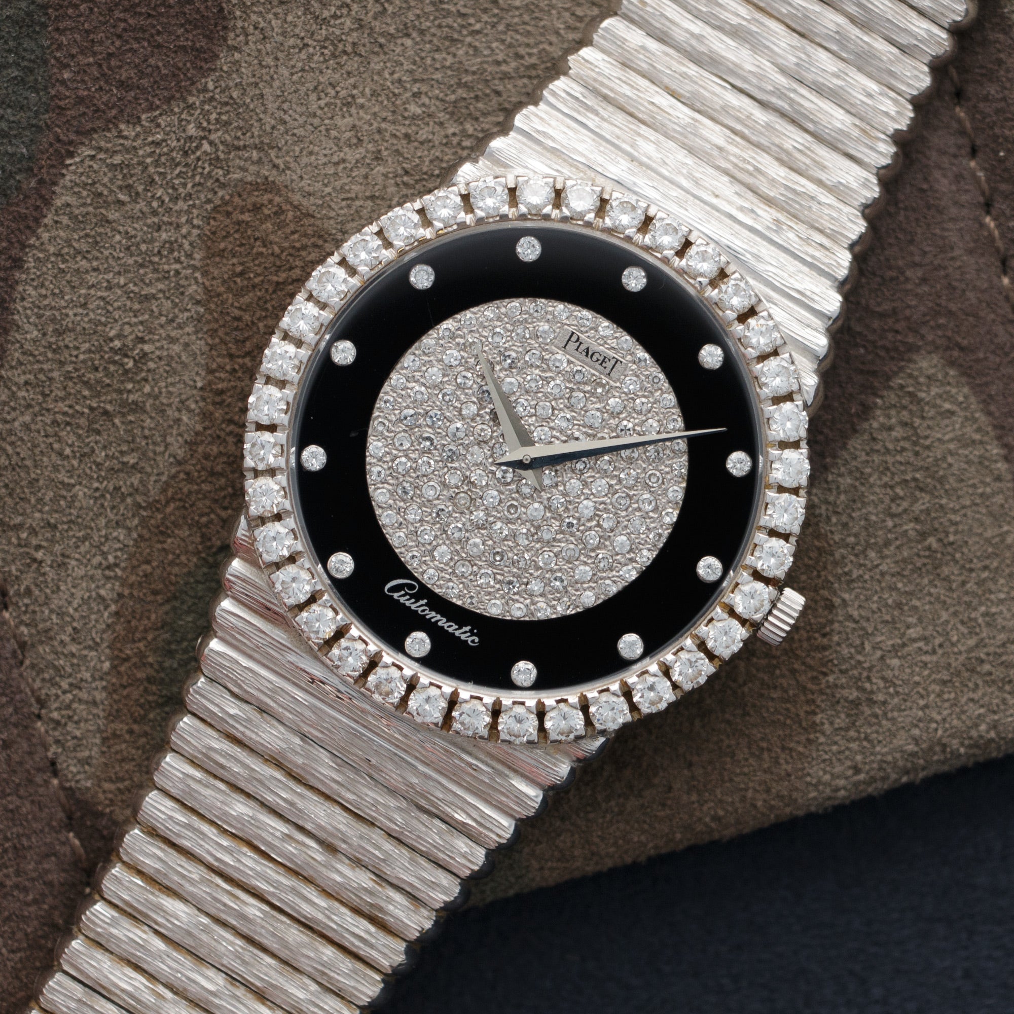 Piaget - Piaget White Gold Diamond & Onyx Automatic Watch - The Keystone Watches