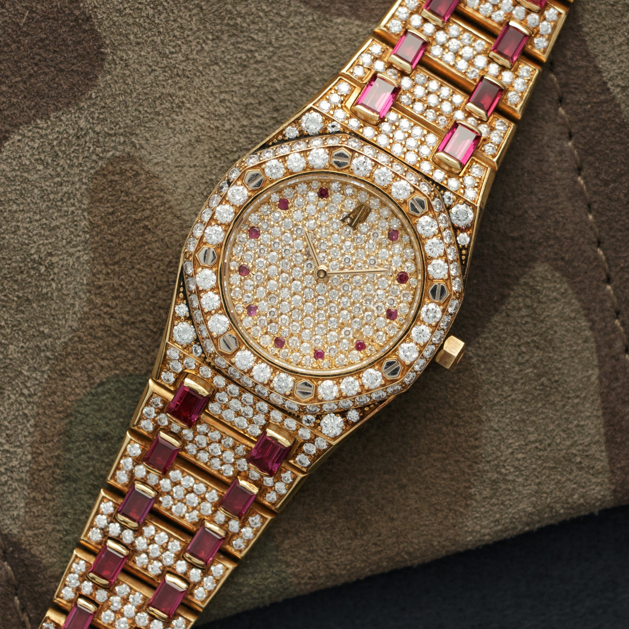 Audemars Piguet - Audemars Piguet Yellow Gold Royal Oak Diamond Ruby Watch - The Keystone Watches