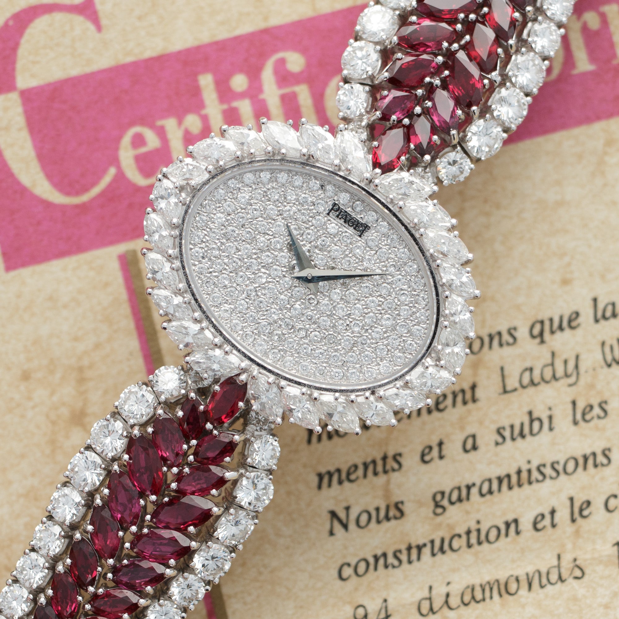 Piaget - Piaget White Gold Diamond & Ruby Bracelet Watch - The Keystone Watches