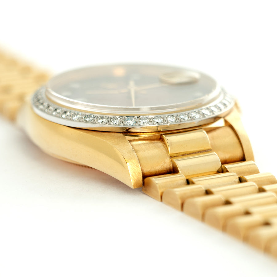 Rolex Yellow Gold Day-Date Red Vignette Diamond Watch Ref. 18048