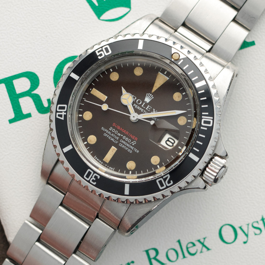 Rolex Red Submariner Tropical Brown Watch Ref. 1680, with Original Box and Papers