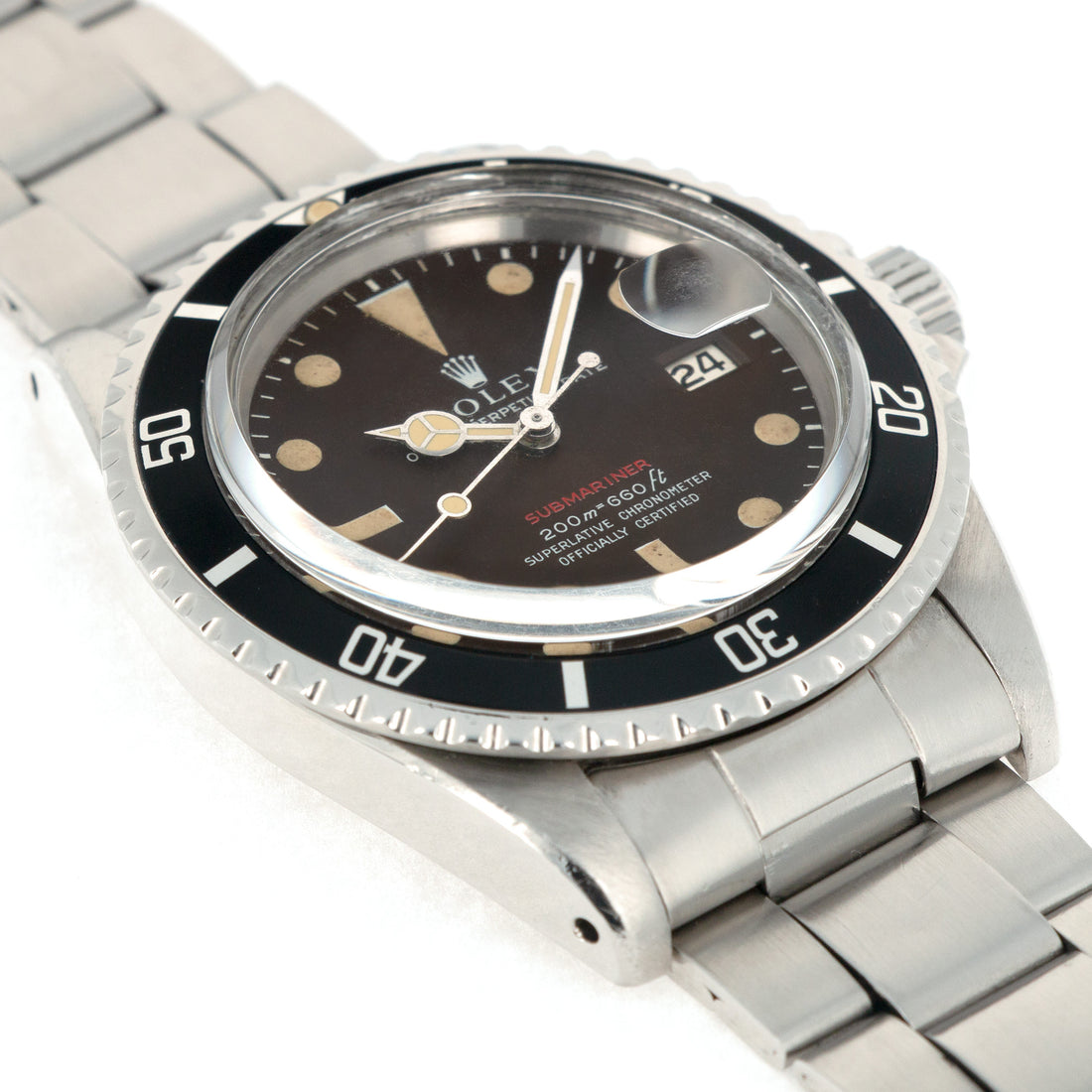 Rolex Red Submariner Tropical Brown Watch Ref. 1680, with Original Box and Papers