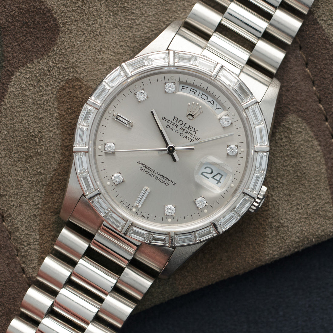 Rolex Platinum Day-Date Diamond Watch Ref. 18366