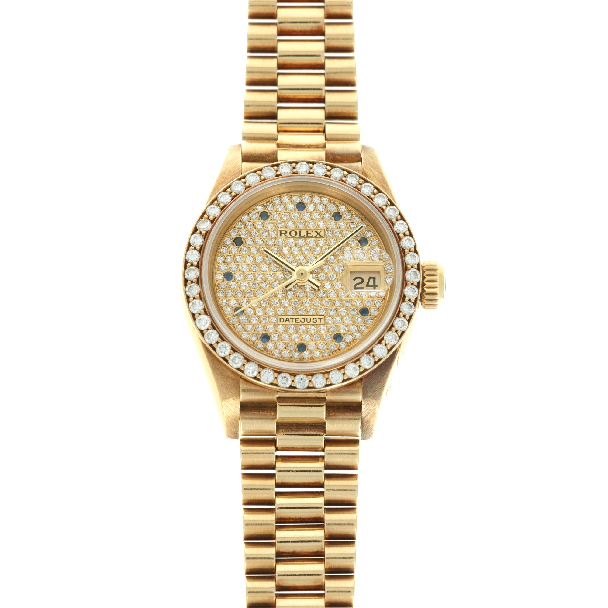 Rolex - Rolex Yellow Gold Datejust Diamond Sapphire Watch - The Keystone Watches