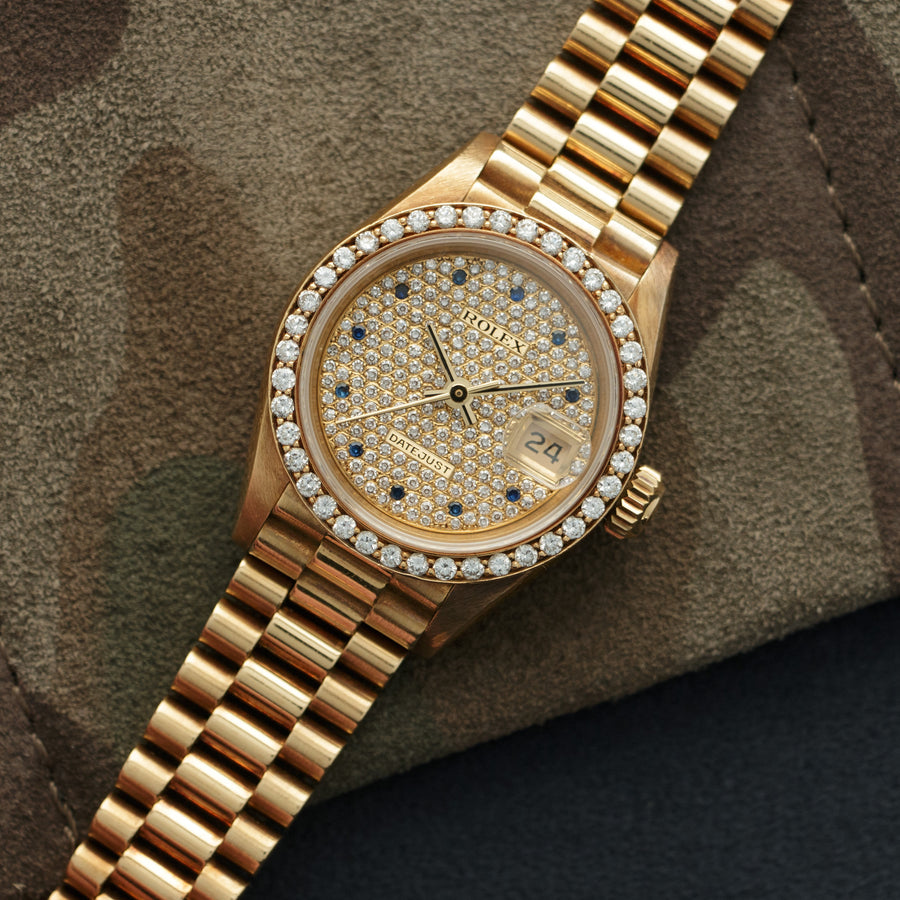 Rolex Yellow Gold Datejust Diamond Sapphire Watch