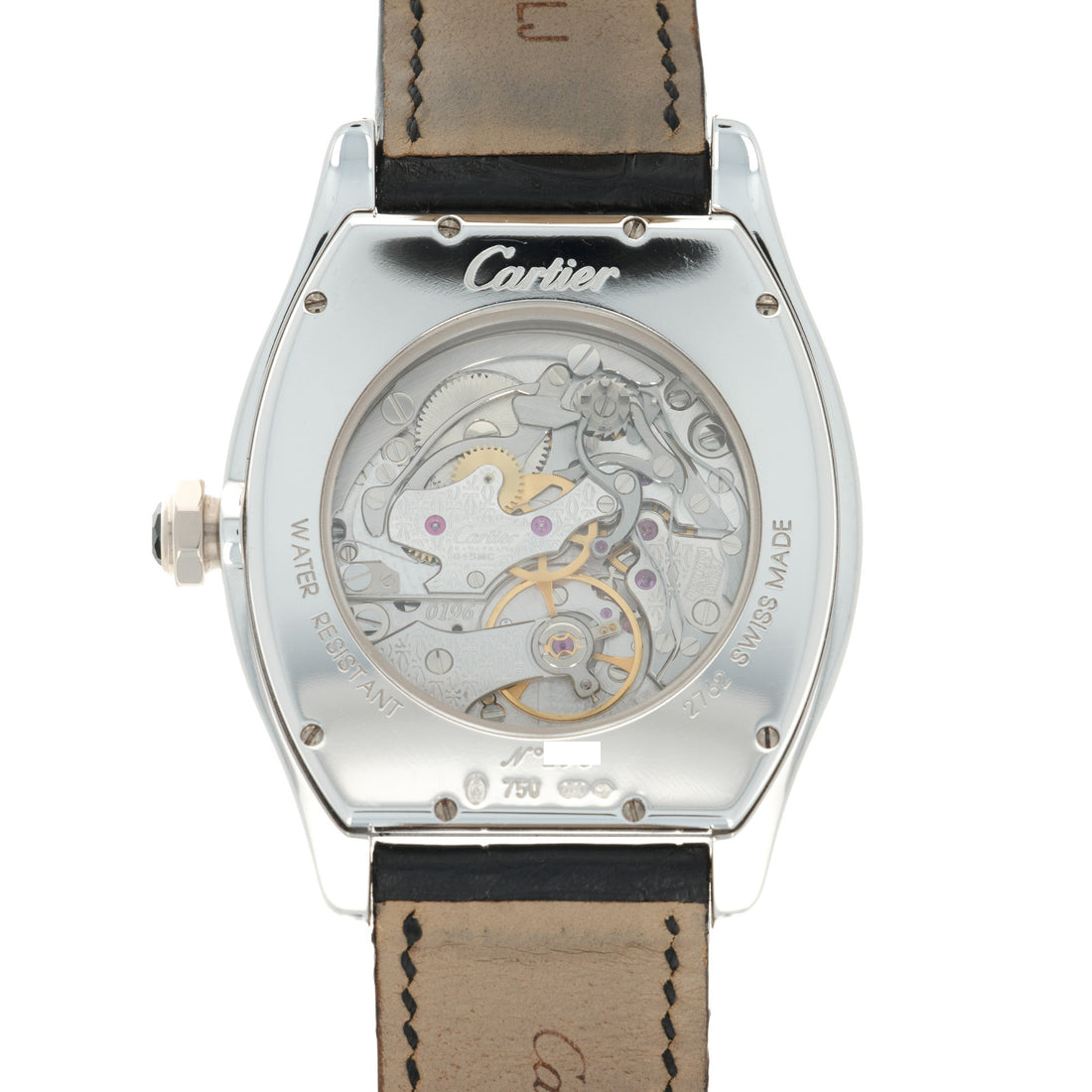 Cartier White Gold Tortue Monopoussoir Chronograph Watch Ref. 2762