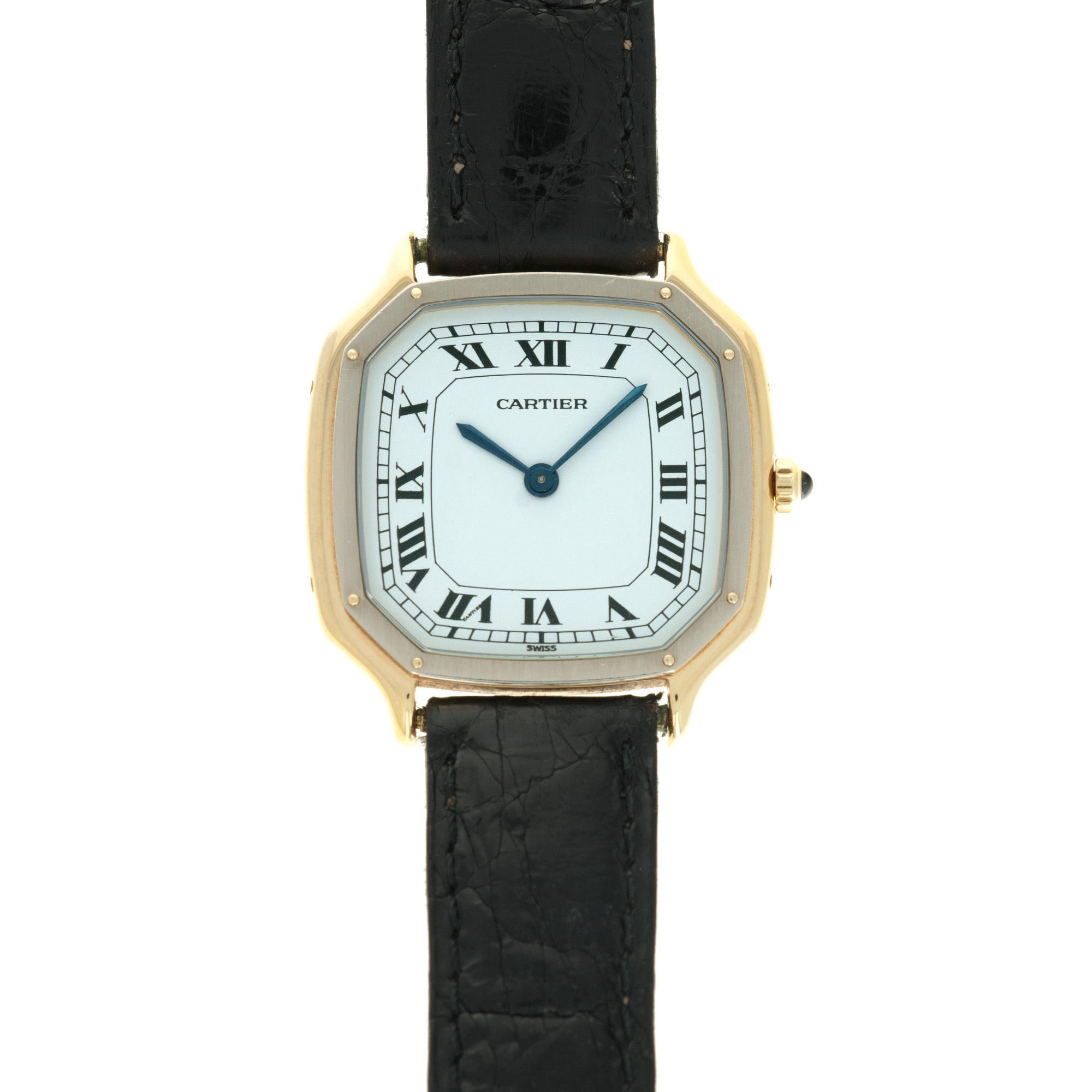 Cartier - Cartier Yellow & White Gold Cushion Trianon Strap Watch - The Keystone Watches