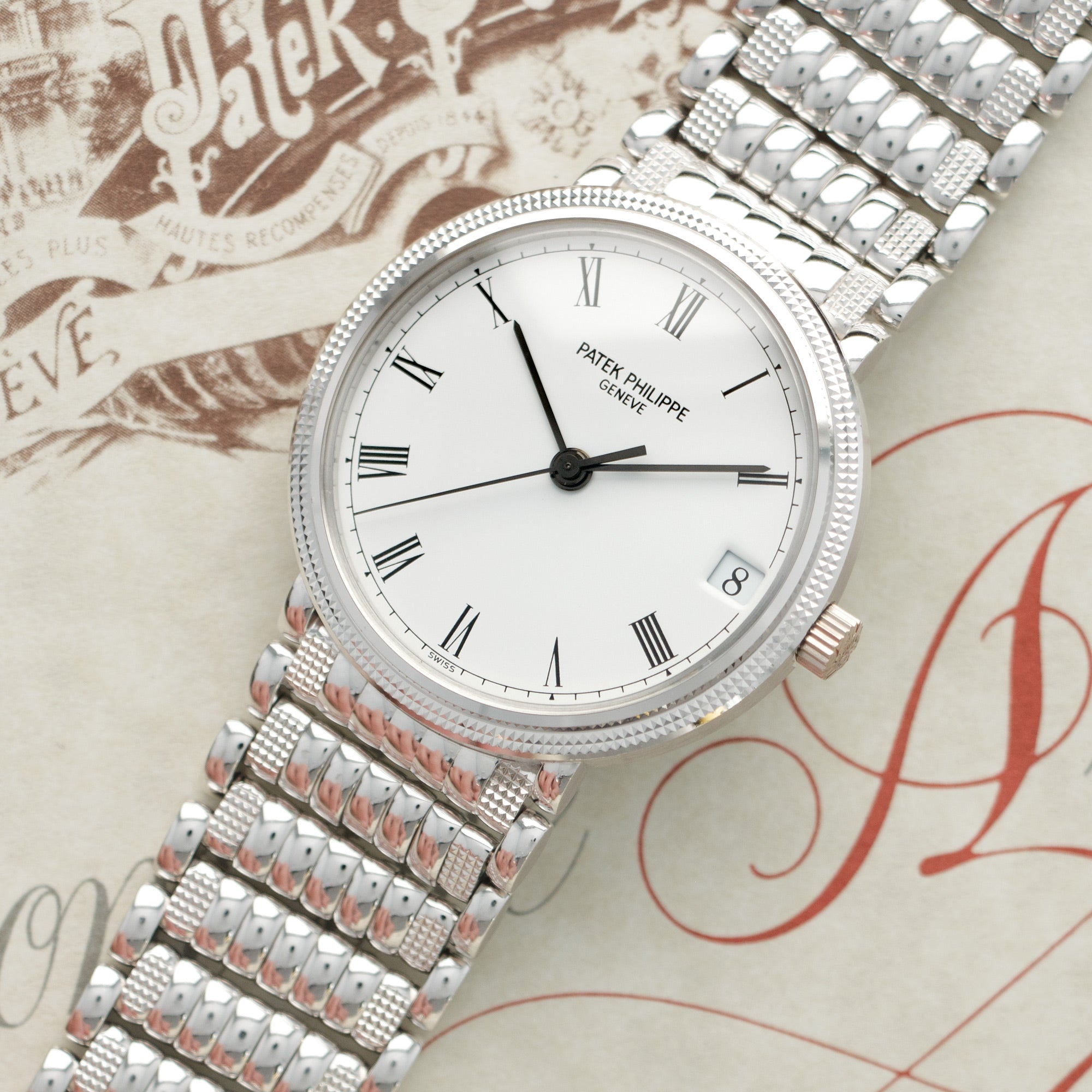 Patek Philippe - Patek Philippe White Gold Calatrava Watch Ref. 3802 with Unusual Bracelet - The Keystone Watches