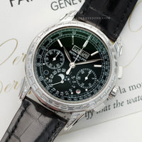 Patek Philippe Platinum Perpetual Calendar Chrono Baguette Diamond Watch Ref. 5271