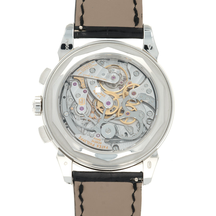 Patek Philippe Platinum Perpetual Calendar Chrono Baguette Diamond Watch Ref. 5271