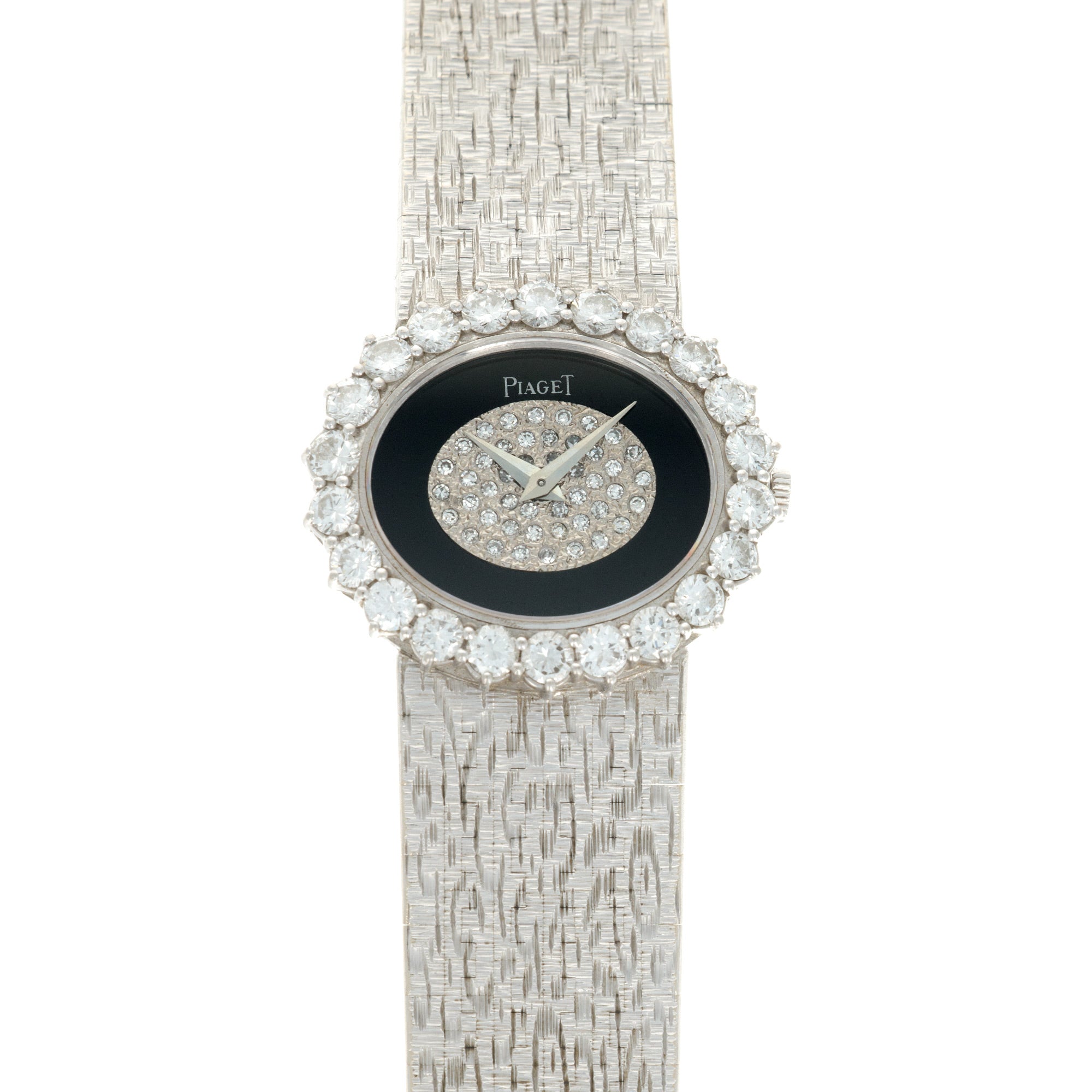 Piaget - Piaget White Gold Diamond Onyx Watch, 1970s - The Keystone Watches