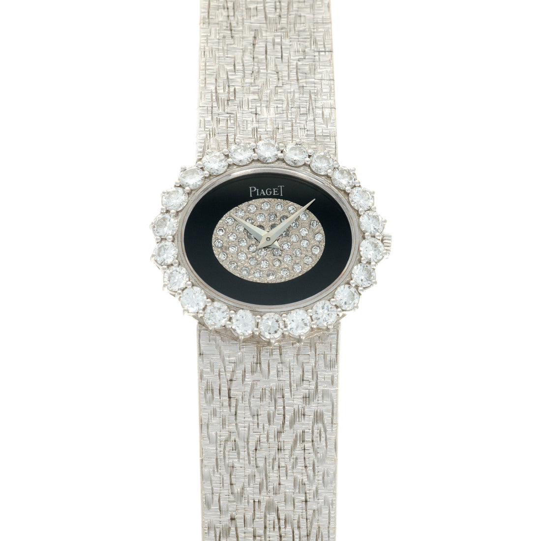 Piaget White Gold Diamond Onyx Watch, 1970s