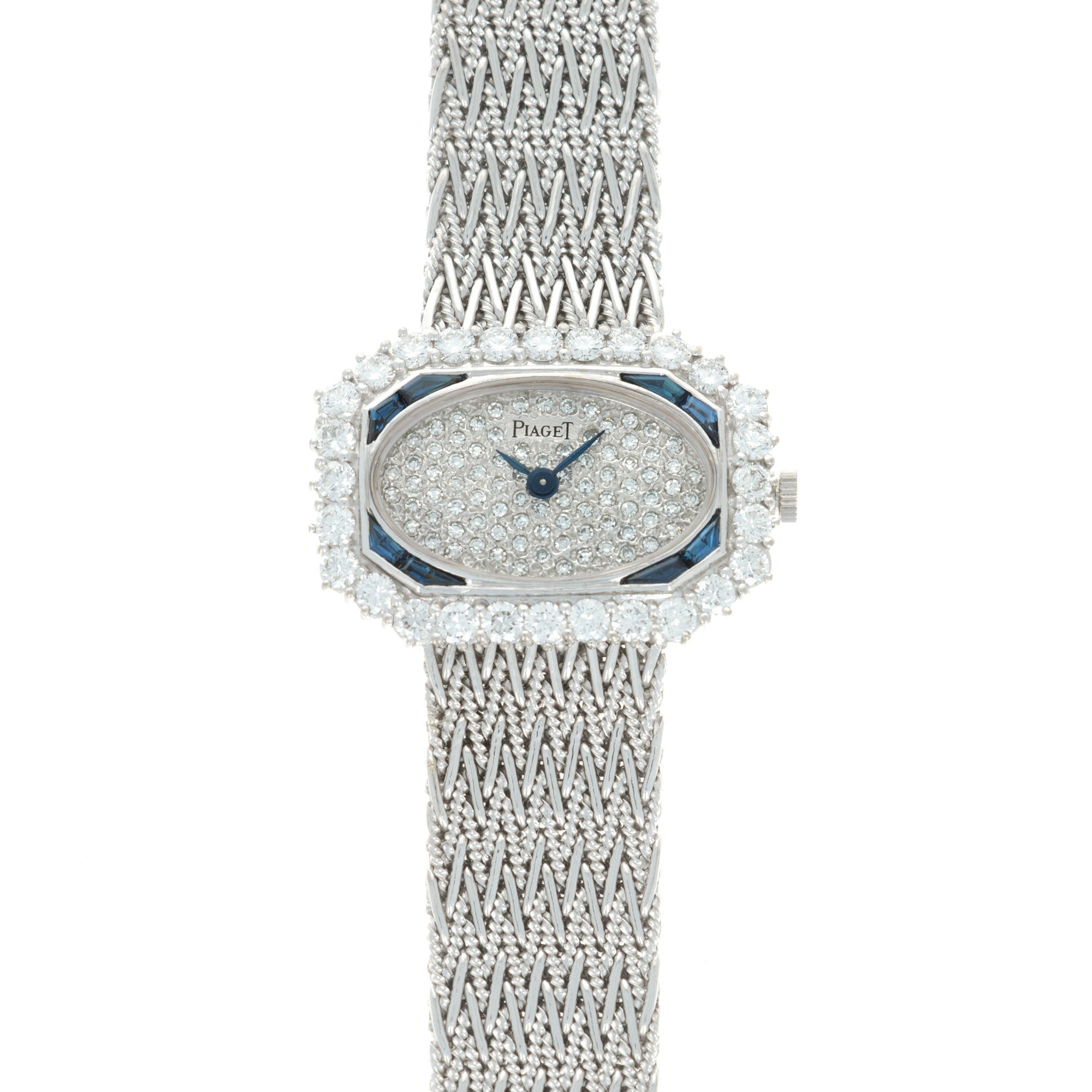 Piaget - Piaget White Gold Diamond Sapphire Watch, 1970s - The Keystone Watches