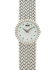 Piaget White Gold Diamond Emerald Watch, 1970s