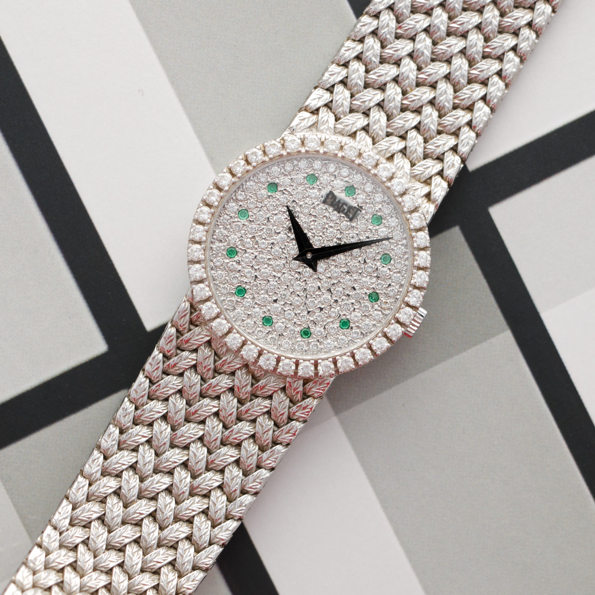 Piaget - Piaget White Gold Diamond Emerald Watch, 1970s - The Keystone Watches