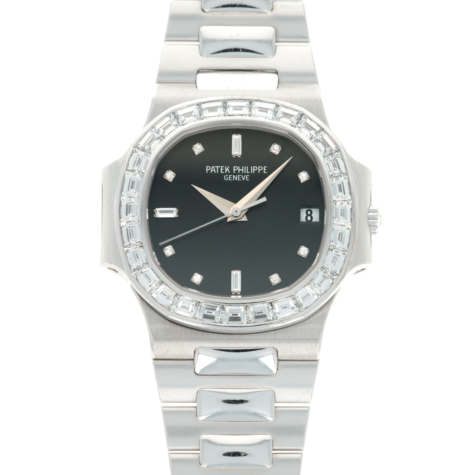 Patek Philippe - Patek Philippe White Gold Nautilus Baguette Diamond Watch Ref. 3800 - The Keystone Watches