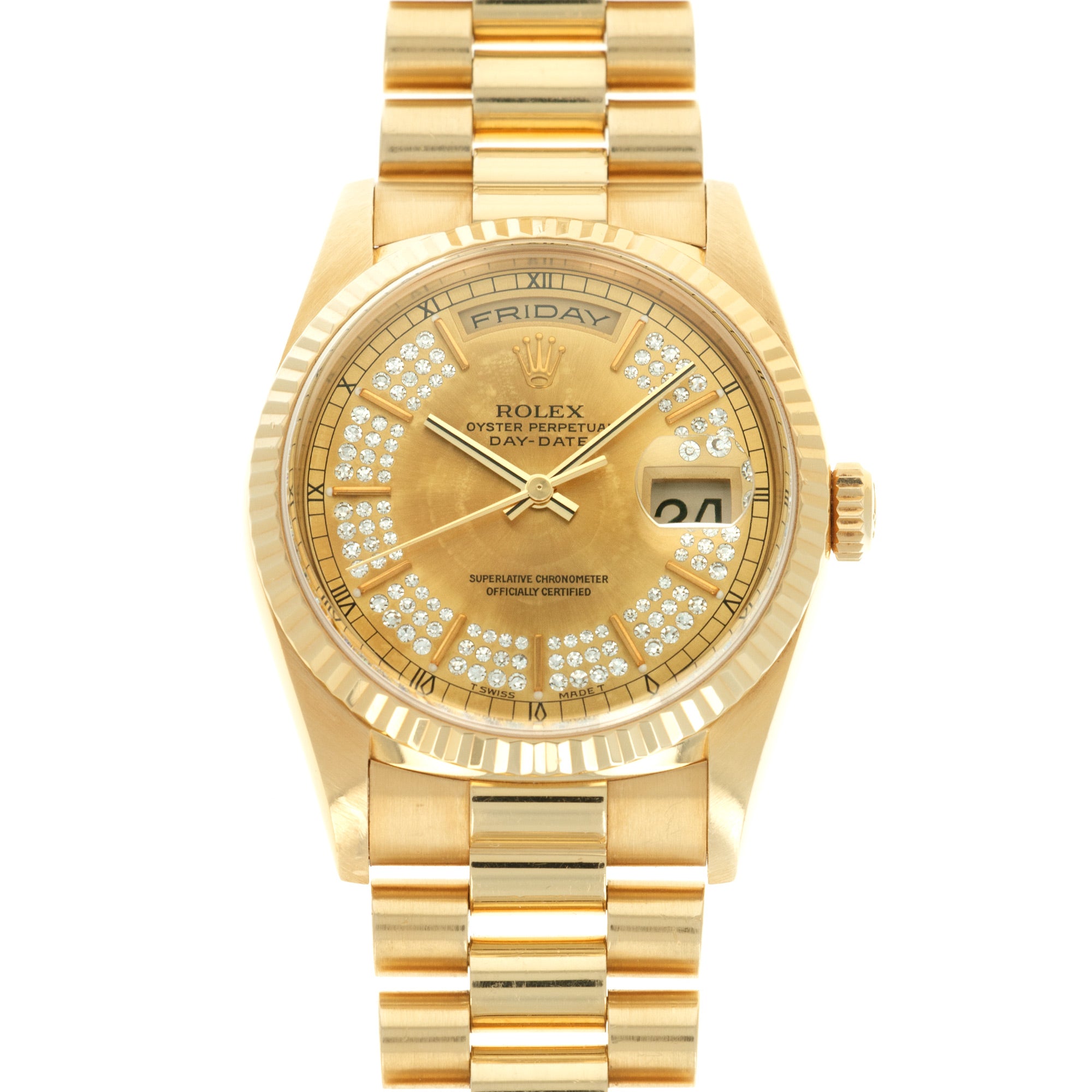 Rolex - Rolex Yellow Gold Day-Date Diamond Watch Ref. 18238 - The Keystone Watches